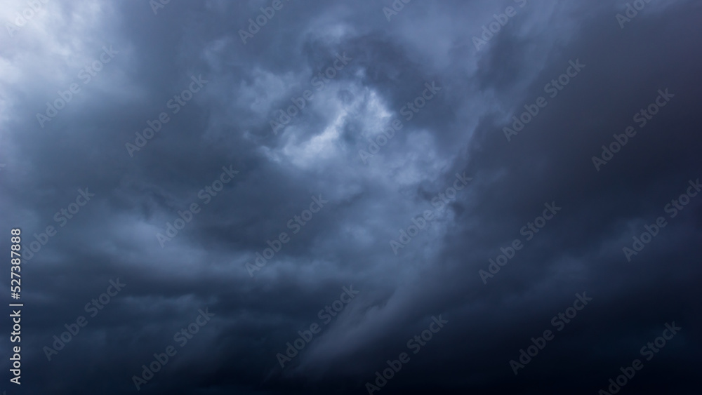 Poster the dark sky with heavy clouds converging and a violent storm before the rain.bad or moody weather s