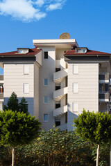 Modern apartment building. New building.