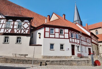 Münnerstadt, Fachwerkhäuser mit Kirchturmspitze