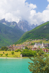 Fototapeta na wymiar Molveno lake, Trento province, Trentino Alto Adige, Italy.