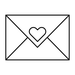 Love letter with heart valentine day flat
