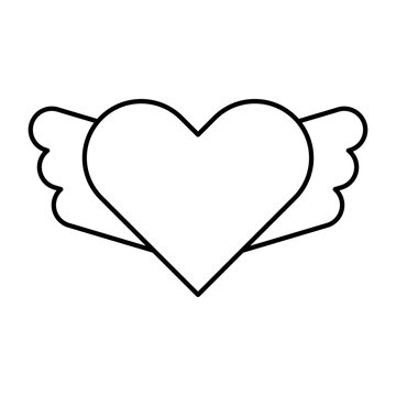 Valentines heart with wings icon
