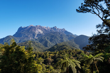 Fototapeta na wymiar View of Mt. Kinabalu in Kundasang Ranau Sabah, highest mountain in Malaysia