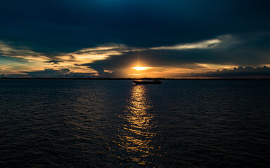 Summer cloudy sky on the river in Bangladesh