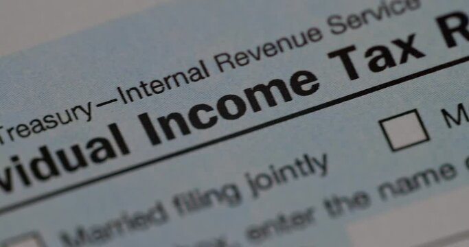 Form 1040 U.S. individual income tax return. Tax payment concept