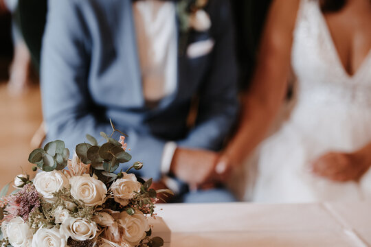 Close Up Of Couple At The Registry Office Wedding