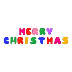 vector isolated inscription - merry christmas. rainbow bubble font. Christmas text.Nostalgia for 1970-1990.Hippie and funky aesthetics.Y2k new year template. social media stories  phrase sticker