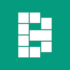 Modern letter B mask area. Photo collage frames template with alphabet letter. Family photo collage frames template for interior design. Vector collage layout for photo montage.