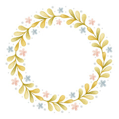 Autumn wreath watercolor illustration isolated on white background.