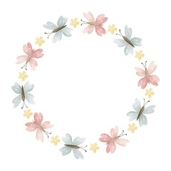 Autumn wreath watercolor illustration isolated on white background.