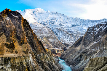 Krakoram highway, the highest paved road in the world near the Hunza valley, Pakistan