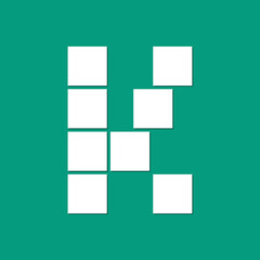 Modern letter K mask area. Photo collage frames template with alphabet letter. Family photo collage frames template for interior design. Vector collage layout for photo montage.