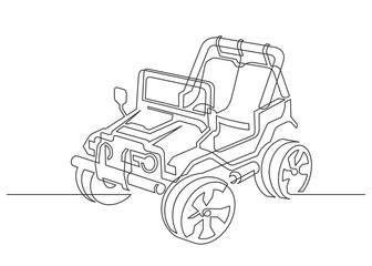 Continuous line drawing off-road buggy. Vector illustration.