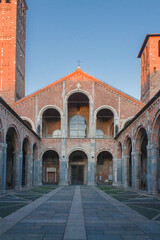 Fototapeta na wymiar Courtyard of Basilica di Sant'Ambrogio Photograph