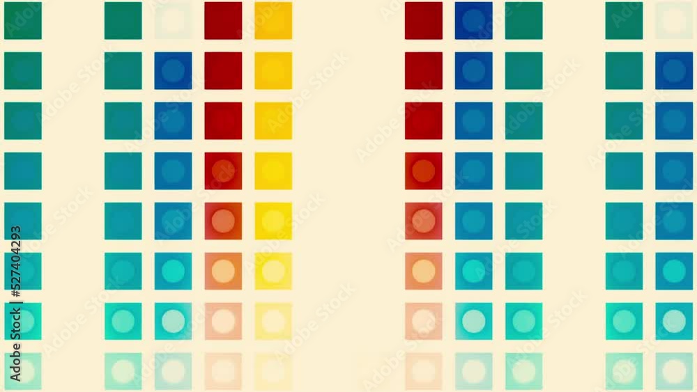 Aufkleber light background with multicolored squares. motion.multicolored small squares in a row run in differ