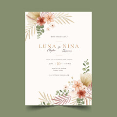 hand painted wedding invitation template vector design illustration