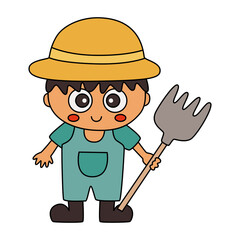Farmer man with spade in hat farm