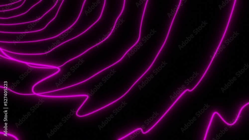 Poster neon lines with ripples. design. thin threads in row with moving vibrations or ripples. neon lines i