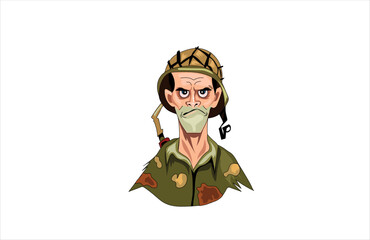Funny soldier cartoon illustration 