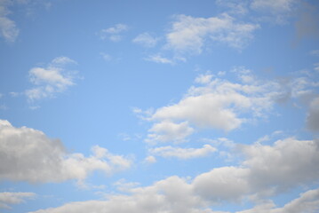 BRIGHT BLUE SKY white pinnate  clouds in Ukraine beautiful solar steam water solar energy, wind, sky