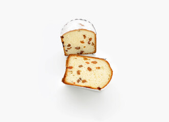 easter cake with raisins isolated on a white background