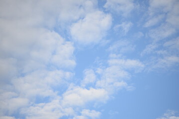 BRIGHT BLUE SKY white pinnate  clouds in Ukraine beautiful solar steam water solar energy, wind, sky