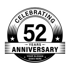 Fototapeta premium 52 years anniversary celebration design template. 52nd logo vector illustrations. 