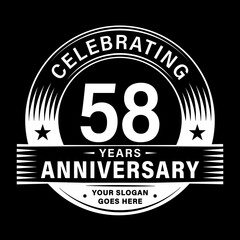 58 years anniversary celebration design template. 58th logo vector illustrations. 