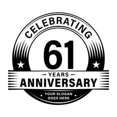 61 years anniversary celebration design template. 61st logo vector illustrations. 