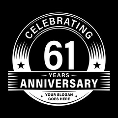 Obraz premium 61 years anniversary celebration design template. 61st logo vector illustrations. 