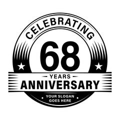 Obraz premium 68 years anniversary celebration design template. 68th logo vector illustrations. 