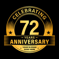 72 years anniversary celebration design template. 72nd logo vector illustrations. 
