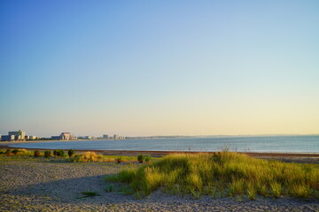 Revere Beach, Revere, Massachusetts, USA. It is a first public beach in America. It is close to Boston Logan Airport