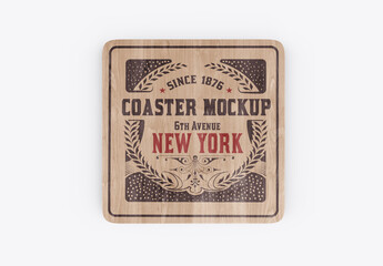 Wooden Coaster Mockup