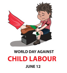 World day against child labor June 12 poster vector illustration 
