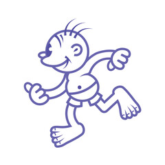 vintage cartoon male character running. Retro vector icon, hipster logo concept, comic illustration