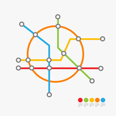 Underground Circle Metro Map or Subway Transportation Scheme. Vector - 527407600
