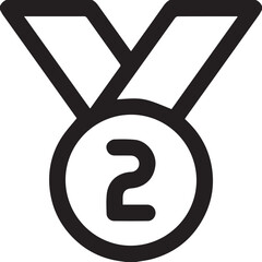 set collection of medal champion for first second and third place, 1st 2nd 3rd in black line icon Vector illustration