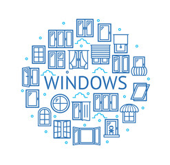 Windows Signs Round Design Template Thin Line Icon Concept. Vector