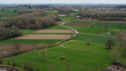 Naklejka premium Aerial drone shot of the flemish ardennes