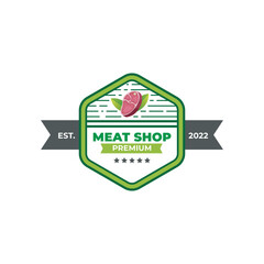 Vintage meat shop label logo template