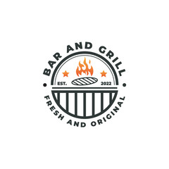Rounded shape grill and bar logo design