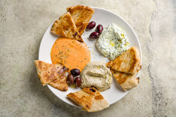 Lebanese Maza on stone table top view