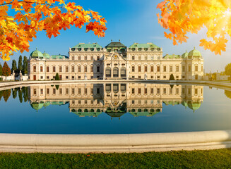 Upper Belvedere palace in autumn, Vienna, Austria - obrazy, fototapety, plakaty