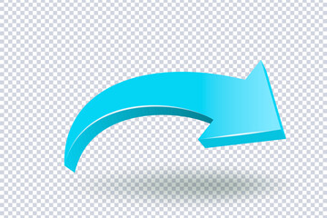 Growing Blue Arrow. Growth chart sign. Flexible arrow indication statistic. Colorful curve arrow of trend on transparent. Trading stock news impulses. Trade infographic. Realistic 3d vector design