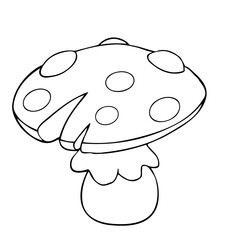 Mushroom toadstool. Element for coloring page. Cartoon style.
