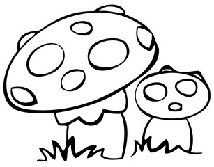 Mushroom toadstool. Element for coloring page. Cartoon style.