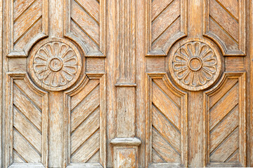 Decorative wood art door background.