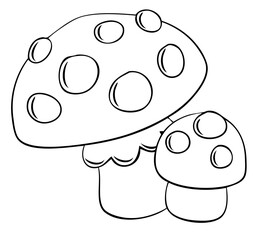 Mushroom toadstool. Element for coloring page. Cartoon style.