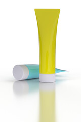 Cream tubes on white background. 3D rendering..